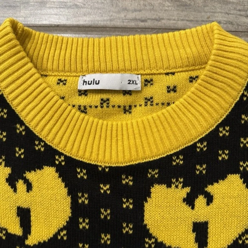 Wu-Tang Clan Tiger Style Ugly Sweater Hulu Black Yellow Mens 2XL 36 Chambers